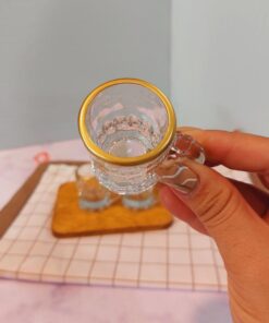 شات بلوری لبه طلایی قهوه کد 1716