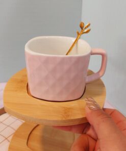 فنجون زیره چوبی دار مشبک پاستلی کد 1718