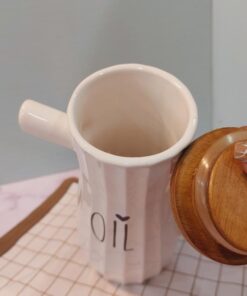 ظرف روغن در چوبی سرامیکی و نشکن کد 1720