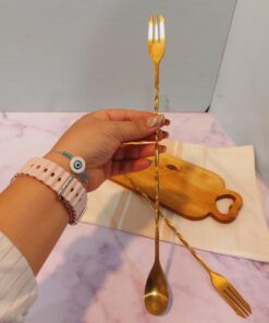 قاشق استیل بلند طلایی SPOON کد 1733