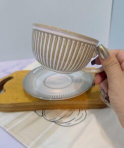 فنجان لاته خوری طرح کلاسیک سه رنگ کد 1773