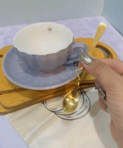 فنجون نلبعکی برند نوبل رنگی قاشق دار کد 1777