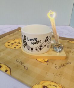 ماگ زیره چوبی طرح نت موسیقی دارای قاشق مغناطیسی کد 1778