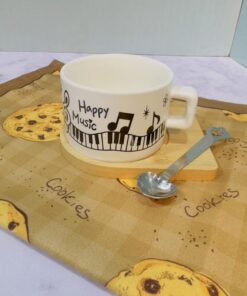 ماگ زیره چوبی طرح نت موسیقی دارای قاشق مغناطیسی کد 1778