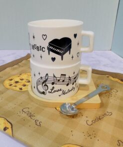 ماگ زیره چوبی طرح نت موسیقی دارای قاشق مغناطیسی کد 1778