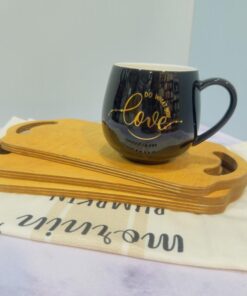 ماگ دسته دار سفید و مشکی طرح دار کد 1791