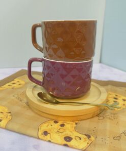 فنجان لته خوری طرح لوزی مربع زیر چوبی کد 1807