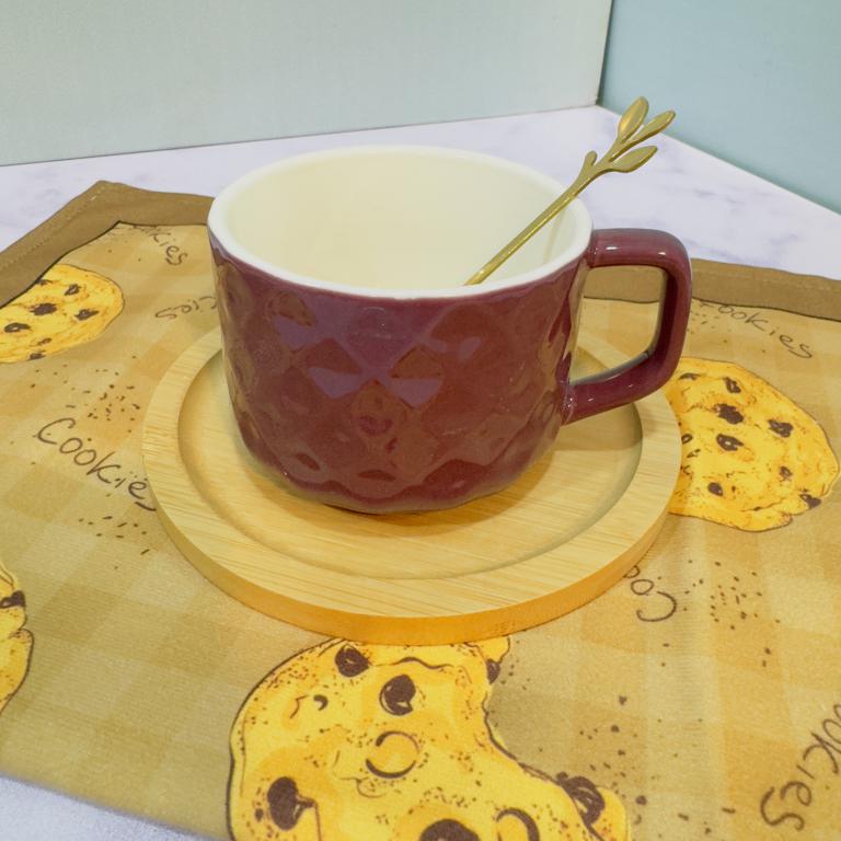 فنجان لته خوری طرح لوزی مربع زیر چوبی کد 1807