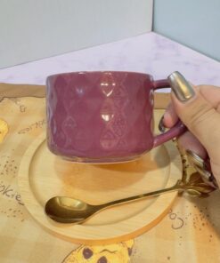 فنجان لته خوری طرح لوزی مربع زیر چوبی کد 1807
