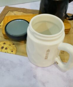 ست ماگ درپیچی سفید و مشکی دسته پهن کد 1812