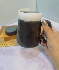 ست ماگ درپیچی سفید و مشکی دسته پهن کد 1812