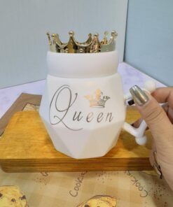 ماگ ست در پیچی تاجدار سفید و مشکی کد 1813