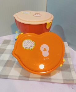 ظرف غذای دو طبقه پلاستیکی کودک طرح حیوانات رنگی کد 1741