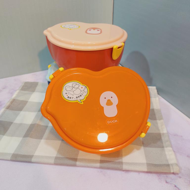 ظرف غذای دو طبقه پلاستیکی کودک طرح حیوانات رنگی کد 1741