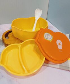 ظرف غذای دو طبقه پلاستیکی کودک طرح حیوانات رنگی کد 1741