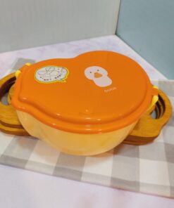 ظرف غذای دو طبقه پلاستیکی کودک طرح حیوانات رنگی کد 1741