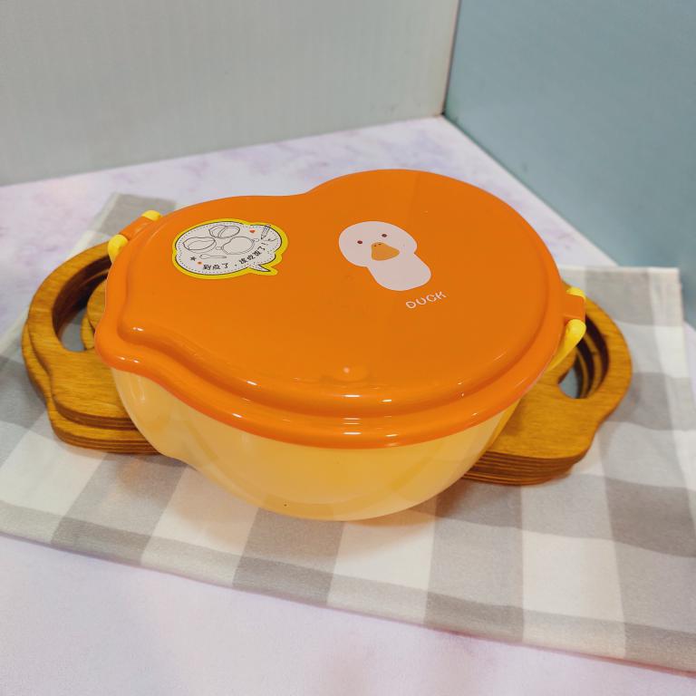 ظرف غذای دو طبقه پلاستیکی کودک طرح حیوانات رنگی کد 1741