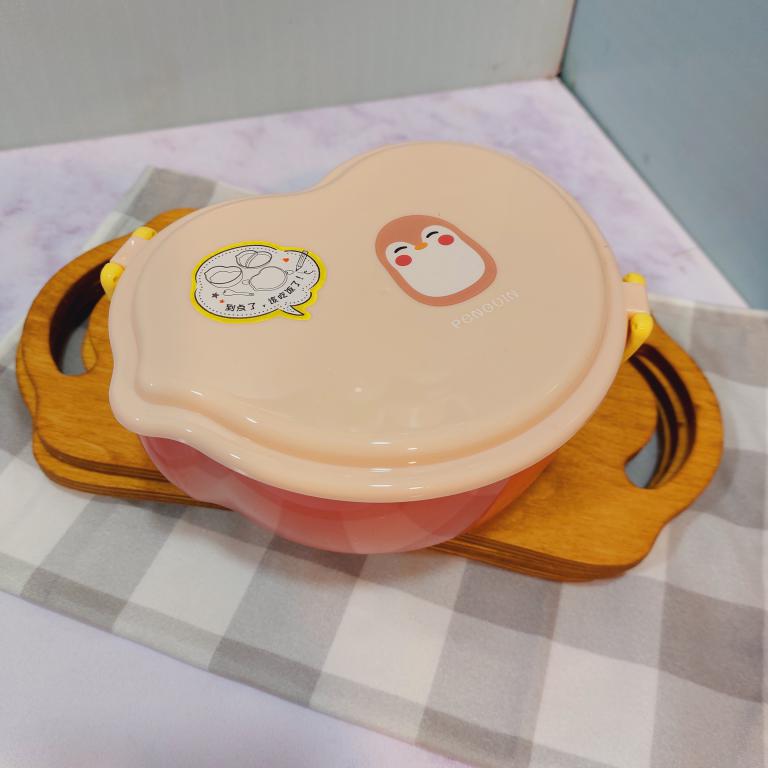 ظرف غذای دو طبقه پلاستیکی کودک طرح حیوانات رنگی کد 1741