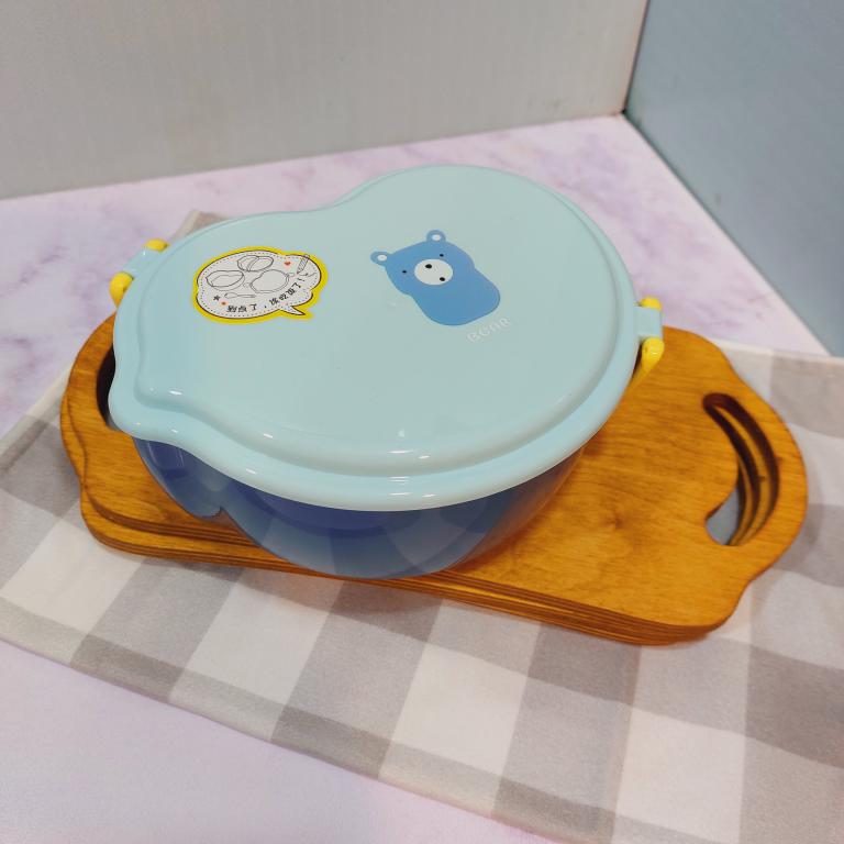 ظرف غذای دو طبقه پلاستیکی کودک طرح حیوانات رنگی کد 1741