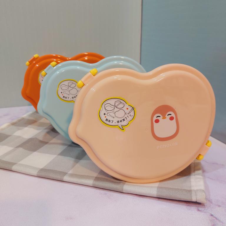 ظرف غذای دو طبقه پلاستیکی کودک طرح حیوانات رنگی کد 1741