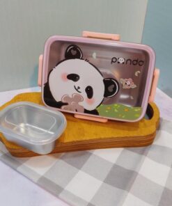 ظرف غذای استیل دو مخزنه فانتزی حیوانات رنگی کد 1746