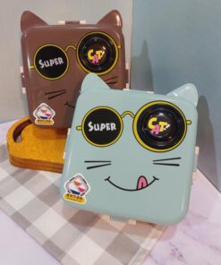 لانچ باکس دوطبقه استیل طرح CAT گربه کد 1749