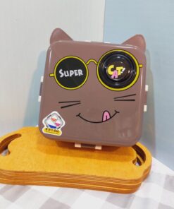 لانچ باکس دوطبقه استیل طرح CAT گربه کد 1749