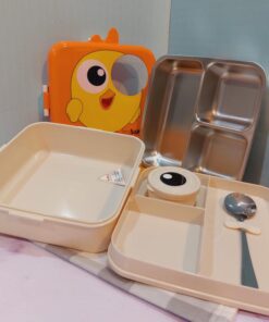 لانچ باکس مخزن استیل دو طبقه طرح جوجه کد 1751