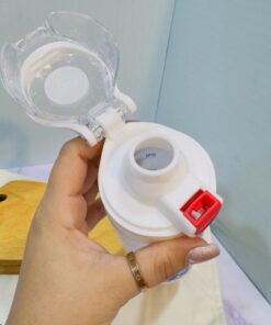 قمقمه سفید دکمه قرمز دسته تاشو کد 1851