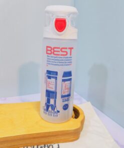 قمقمه سفید دکمه قرمز دسته تاشو کد 1851