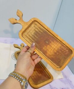 سینی چوبی مستطیلی گل برگ کد 1858