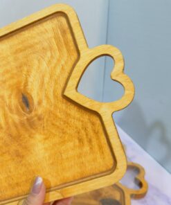 سینی چوبی بزرگ دسته قلبی کد 1863