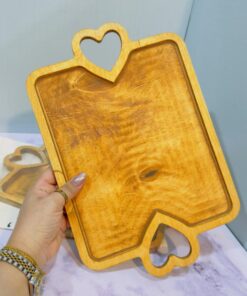 سینی چوبی بزرگ دسته قلبی کد 1863