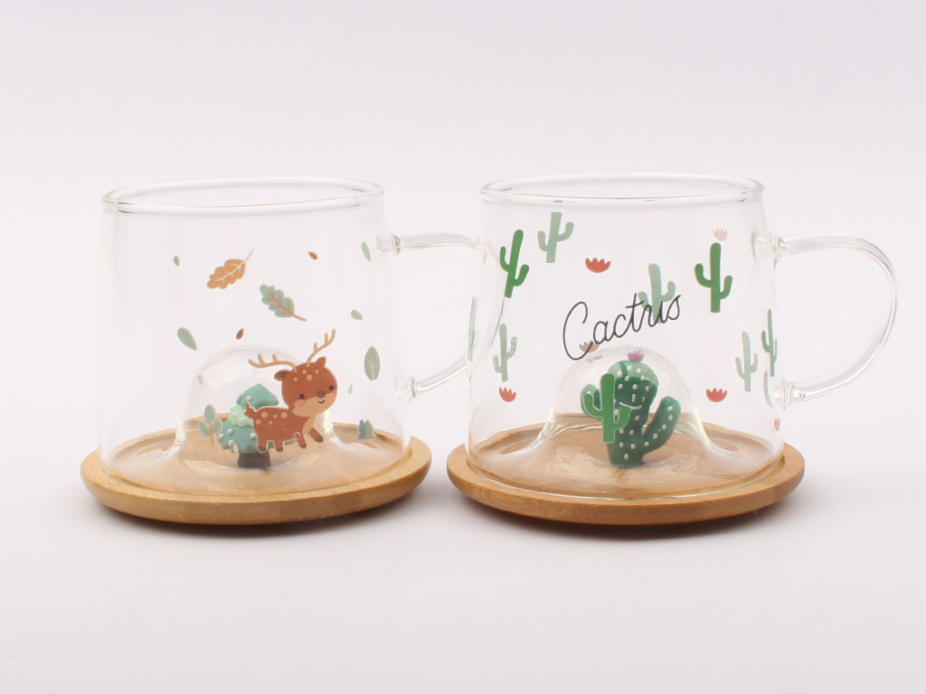 ماگ پیرکس درب چوبی