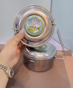 لانچ باکس و ظرف غذا استیل دسته دار گرد کد 1910