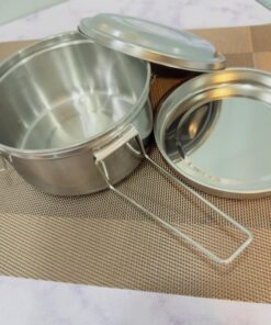 لانچ باکس و ظرف غذا استیل دسته دار گرد کد 1910