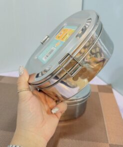 لانچ باکس و ظرف غذای استیل بیضی کد 1911