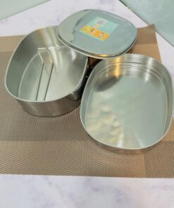 لانچ باکس و ظرف غذای استیل بیضی کد 1911