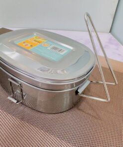 لانچ باکس و ظرف غذای استیل بیضی کد 1911