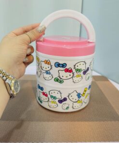 لانچ باکس و ظرف غذای دو طبقه دسته دار کد 1918