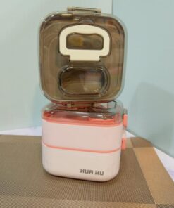 ظرف غذای مربع دو طبقه دسته دار HUA کد 1923