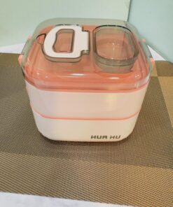 ظرف غذای مربع دو طبقه دسته دار HUA کد 1923