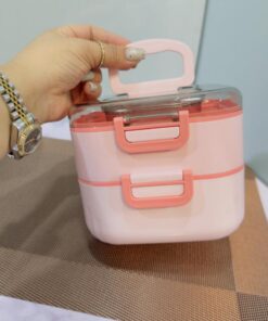 ظرف غذای مربع دو طبقه دسته دار HUA کد 1923