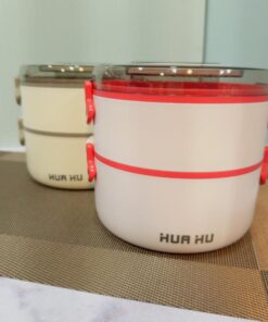 ظرف غذای گرد دو طبقه دسته دار HUA کد 1922