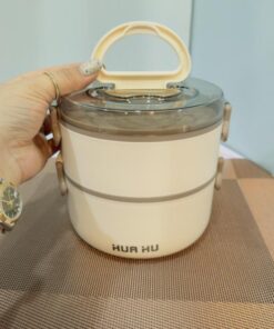 ظرف غذای گرد دو طبقه دسته دار HUA کد 1922