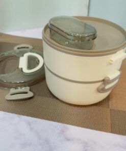 ظرف غذای گرد دو طبقه دسته دار HUA کد 1922