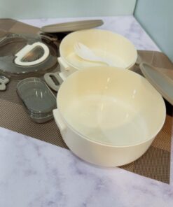 ظرف غذای گرد دو طبقه دسته دار HUA کد 1922