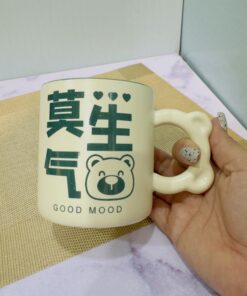 ماگ دسته دار خرس سبز و کرم کد 1944