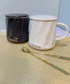 ست ماگ لبه طلایی سفید و مشکی کد 1964