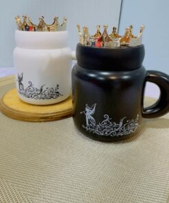 ست ماگ تاجدار سفید و مشکی طرح پری کد 1988